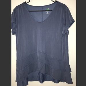 NWOT Green Tea Blue Double Ruffle Short Sleeve